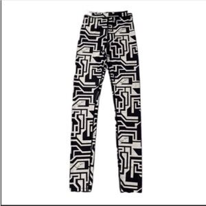 H&M X Richard Allen geometric signature print black and cream leggings. Size XS